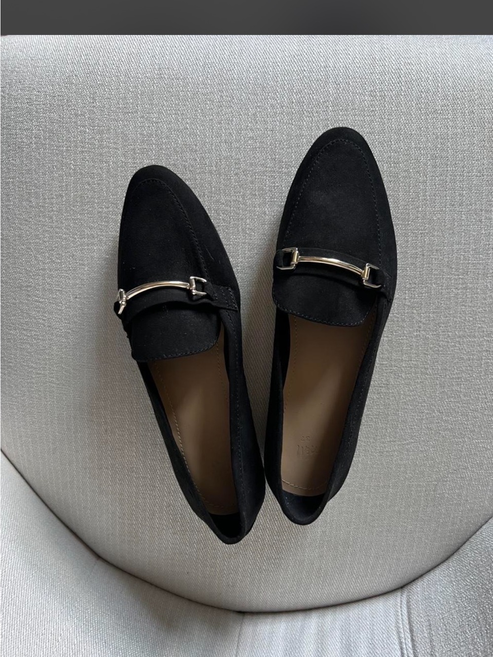 H&M Black Suede Loafers with Gold Horsebit